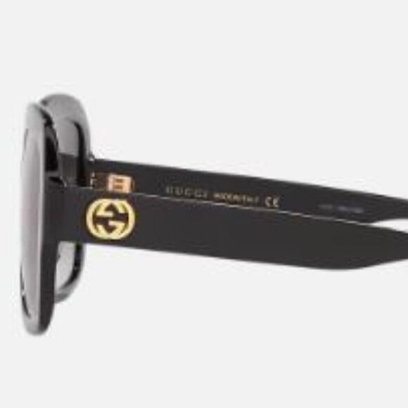 Gucci Black Minimal Square Sunglasses w/Logo